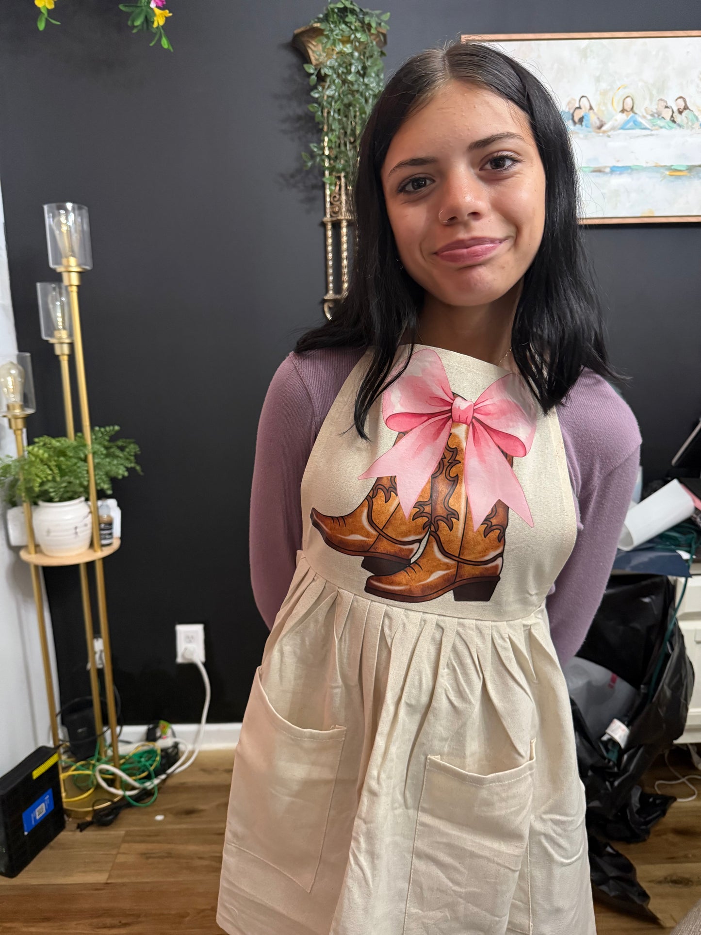 Boots and bows -Apron (one size fits all) or Tee DTF