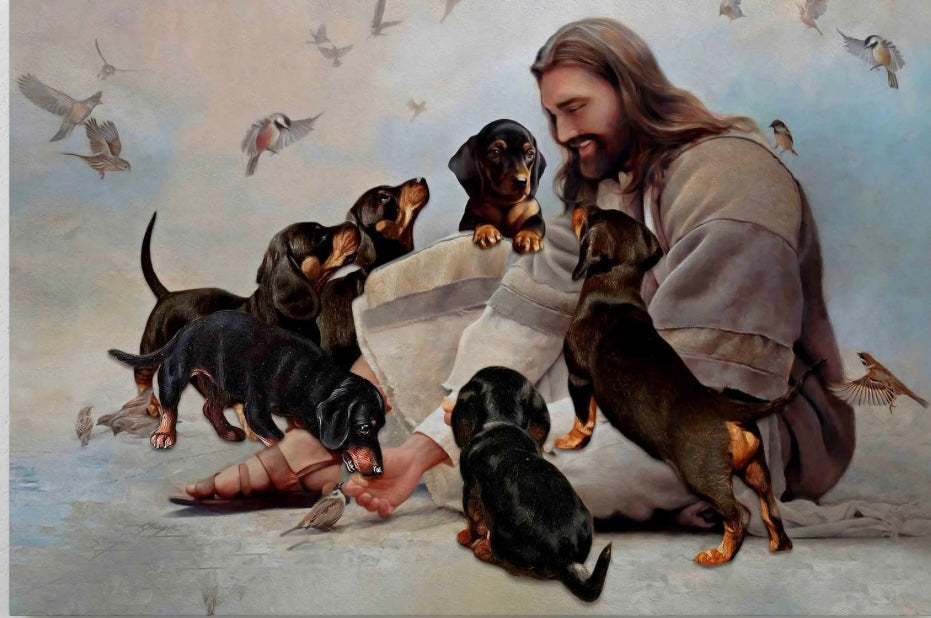 Jesus and weenie dog