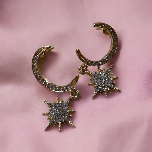 Half Moon With Star Earrings