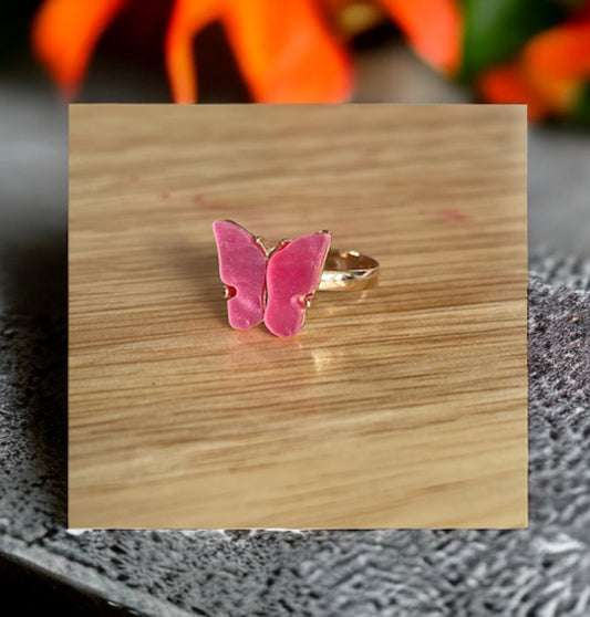 Pink Butterfly Ring One Size