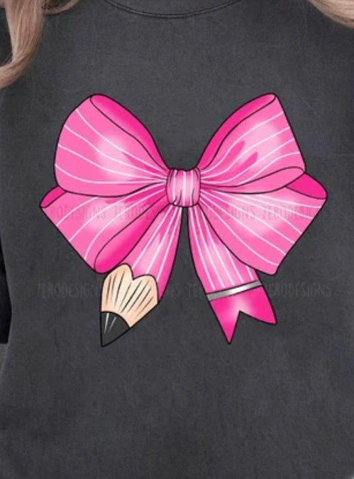 Teacher Pink Pencil Bow