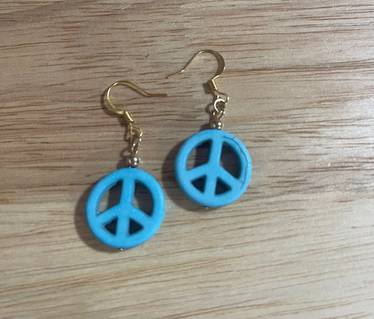 Blue Peace Sign Earrings