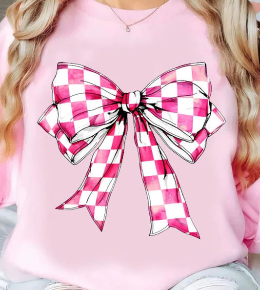Pink Checkered Bow