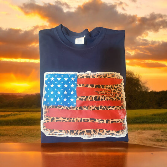 Patriotic Flag With Cheetah Print